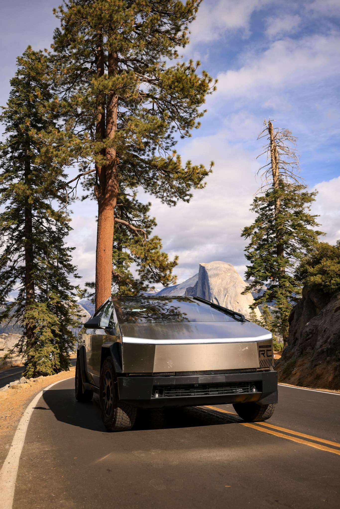 Cybertruck upfit in Yosemite — styled with performance hardware and minimalist, trail-forward utility.