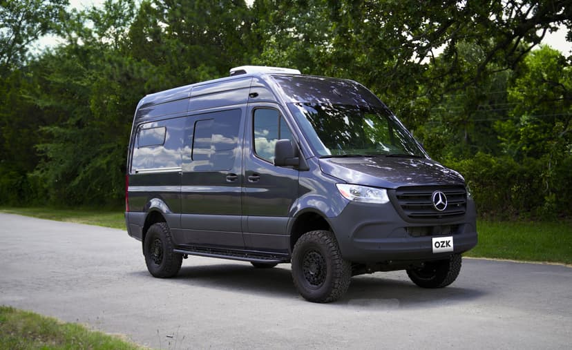 Gray mercedes sprinter recreational van