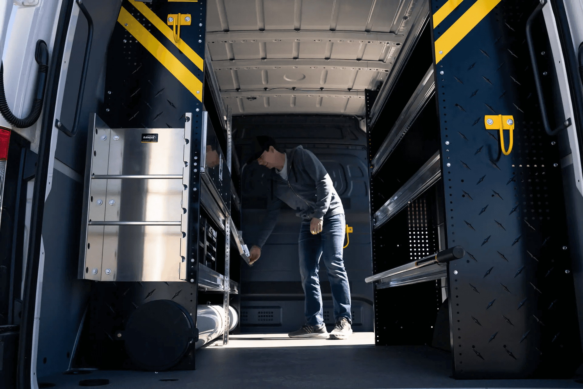 Fleet rig with modular storage, electrical backbone, and job-site tools ready to deploy.