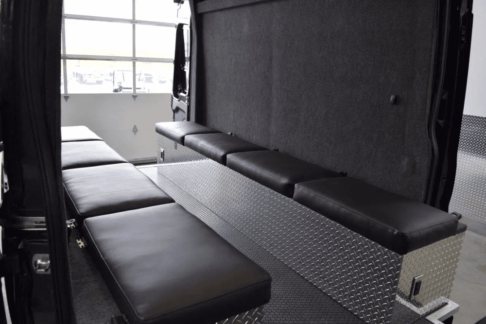 Van Compass 4.3 components ready for installation on a Mercedes Sprinter at OZK Customs.