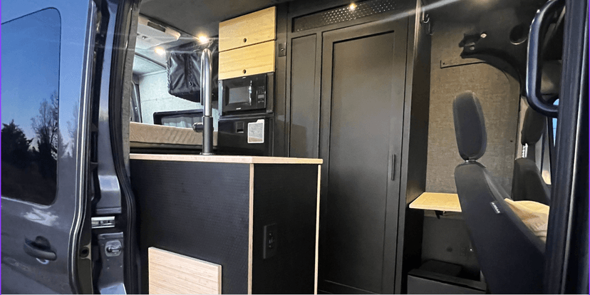 Custom interior build on a sprinter recreational van
